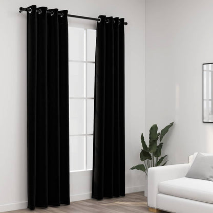Tende Oscuranti Effetto Lino con Occhielli 2pz 140x225cm Nere | homemem39