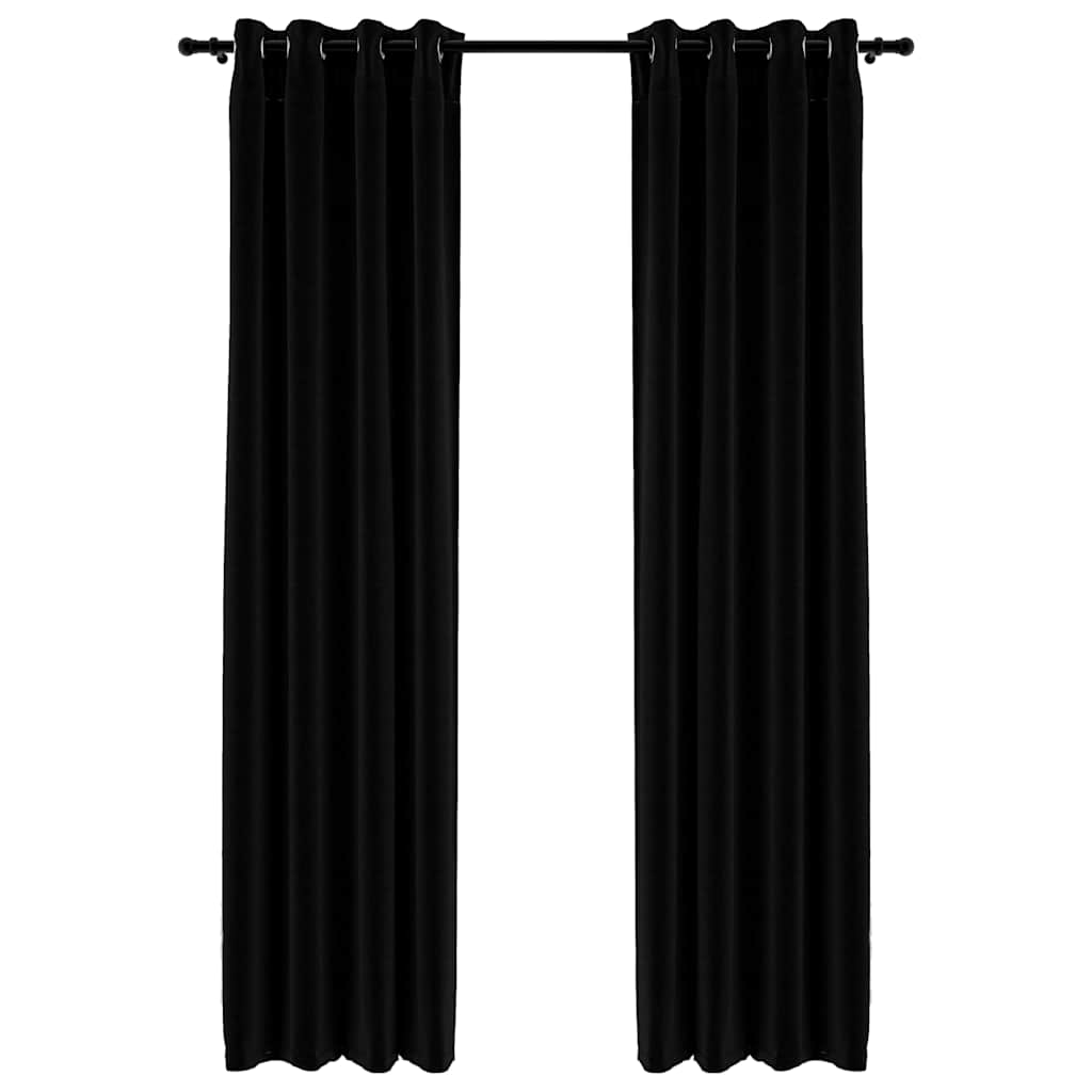 Tende Oscuranti Effetto Lino con Occhielli 2pz 140x245cm Nere