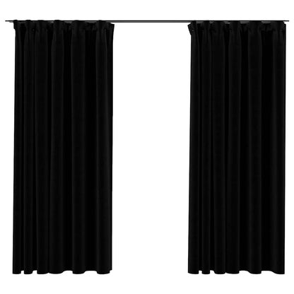 Tende Oscuranti con Ganci Effetto Lino 2 pz Nere 140x175 cm | homemem39