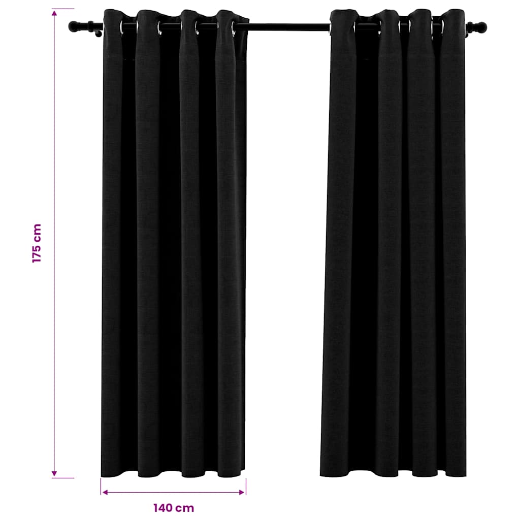 Tende Oscuranti Effetto Lino 2 pz 140x175 cm Antracite | homemem39