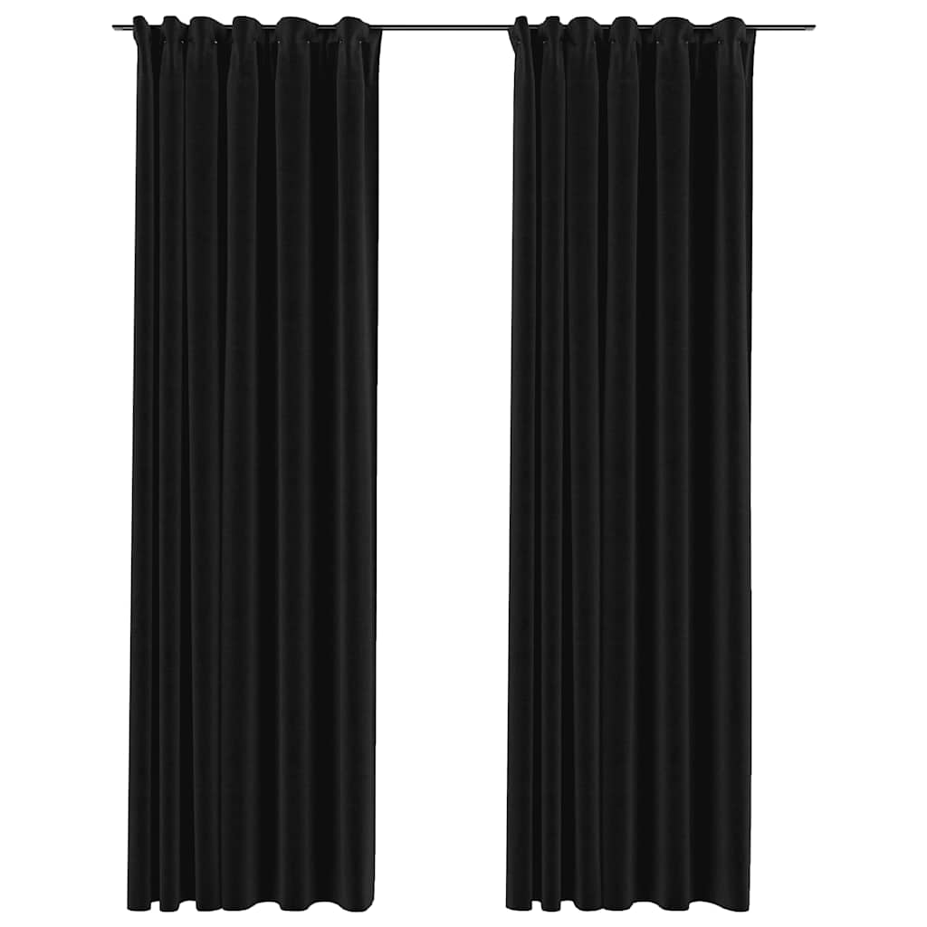 Tende Oscuranti con Ganci Effetto Lino 2 pz Antracite 140x225cm | homemem39