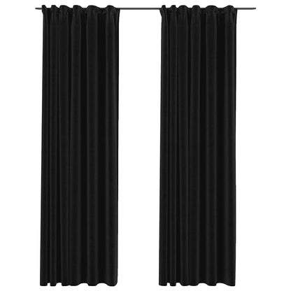 Tende Oscuranti con Ganci Effetto Lino 2 pz Antracite 140x245cm | homemem39