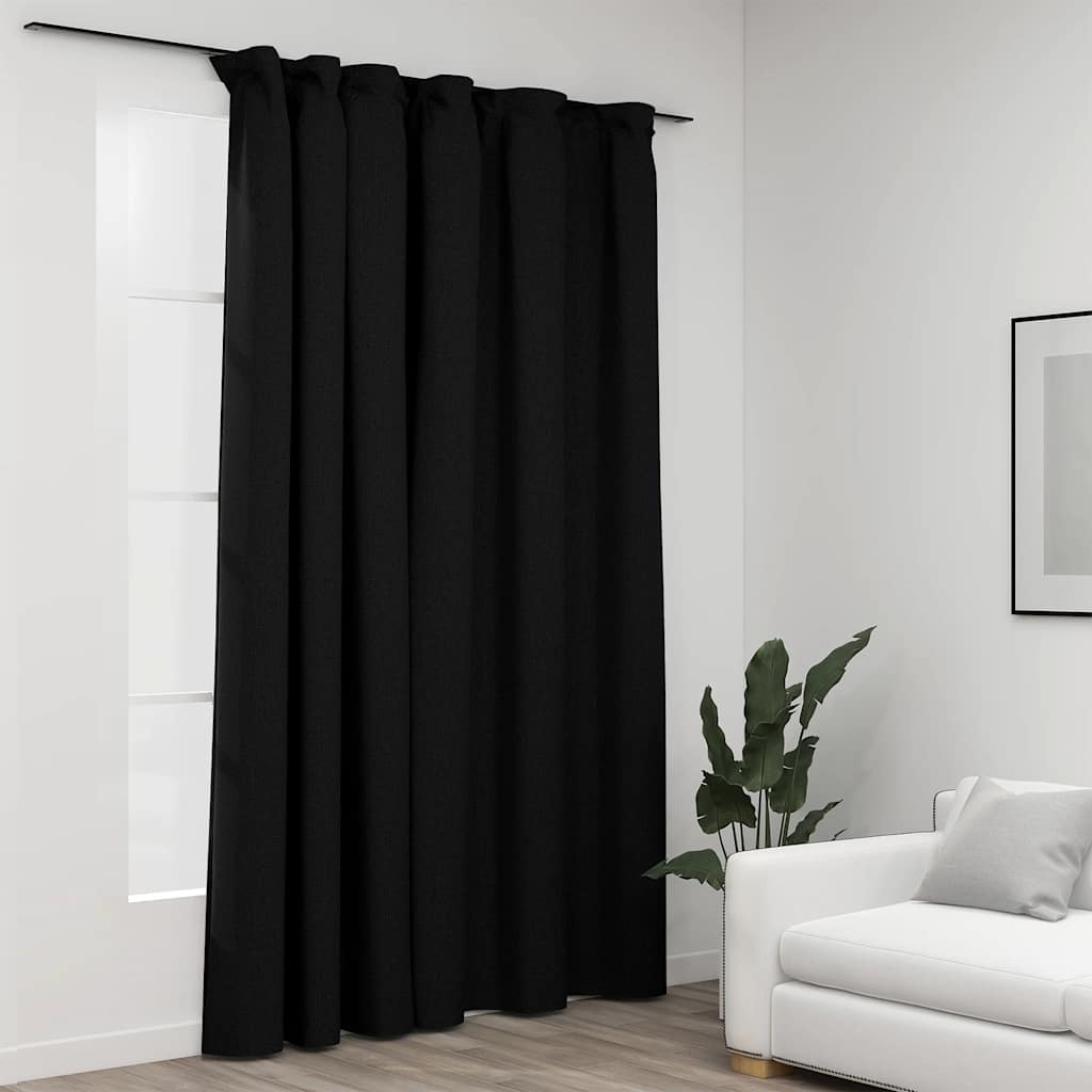 Tenda Oscurante Effetto Lino con Ganci Antracite 290x245 cm | homemem39