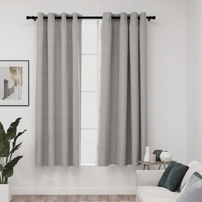 Tende Oscuranti Effetto Lino con Occhielli 2pz 140x175cm Grigio | homemem39