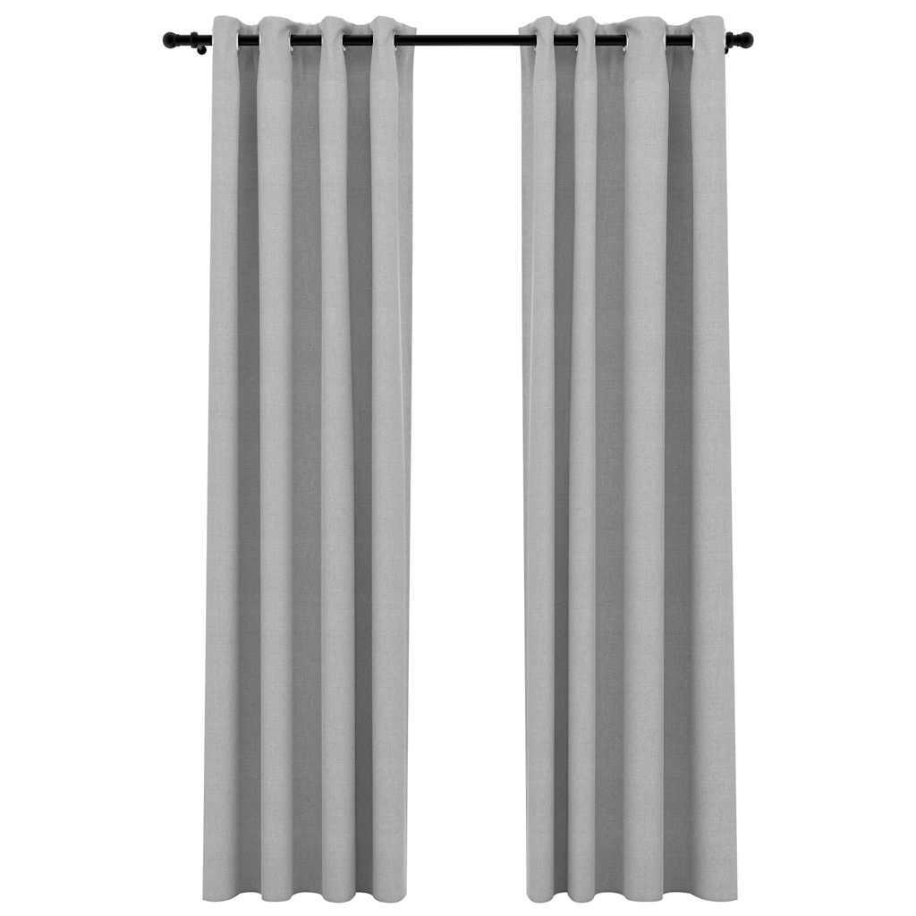 Tende Oscuranti Effetto Lino con Occhielli 2pz 140x225cm Grigio | homemem39