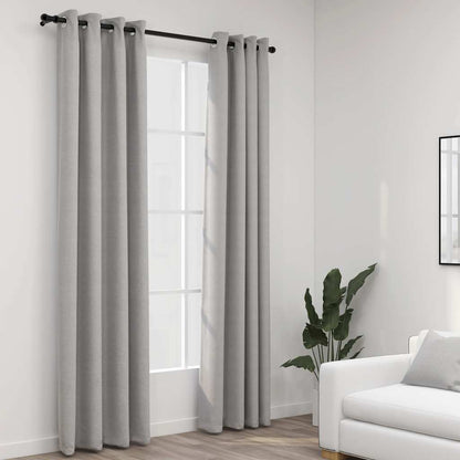 Tende Oscuranti Effetto Lino con Occhielli 2pz 140x245cm Grigio | homemem39