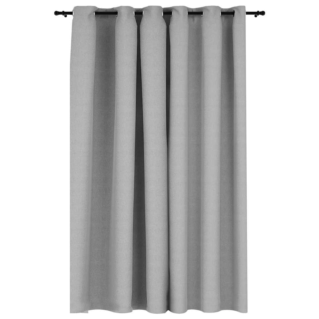 Tenda Oscurante Effetto Lino con Occhielli Grigio 290x245 cm | homemem39