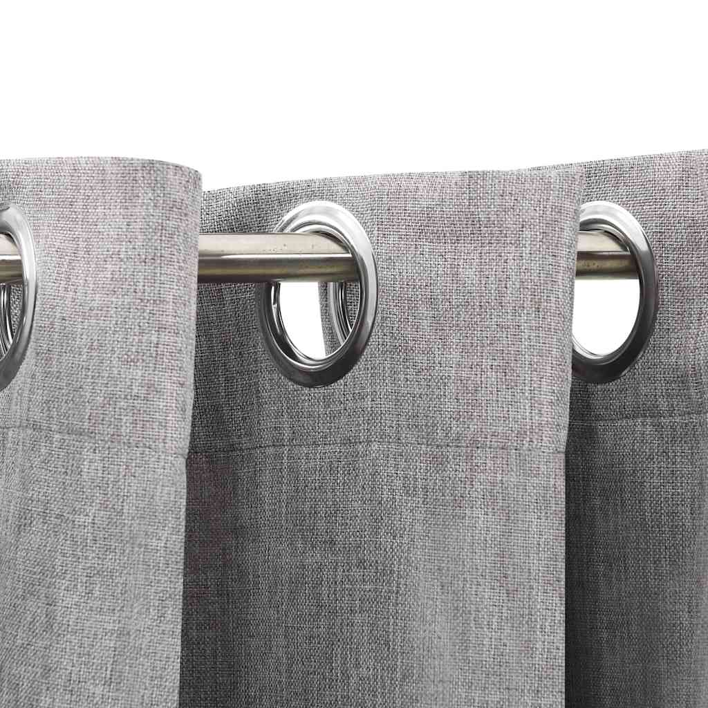 Tenda Oscurante Effetto Lino con Occhielli Grigio 290x245 cm | homemem39