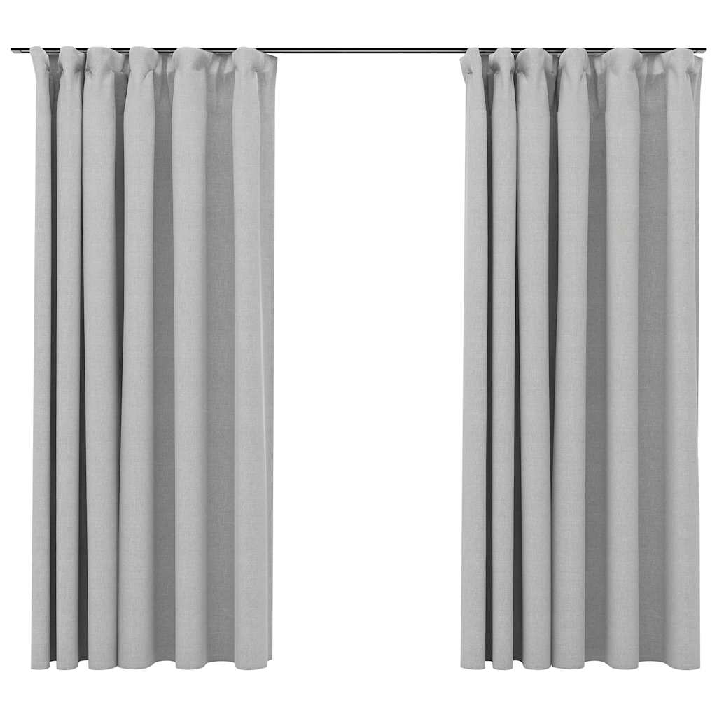 Tende Oscuranti con Ganci Effetto Lino 2 pz Grigie 140x175 cm | homemem39