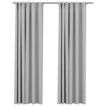 Tende Oscuranti con Ganci Effetto Lino 2 pz Grigie 140x245 cm | homemem39