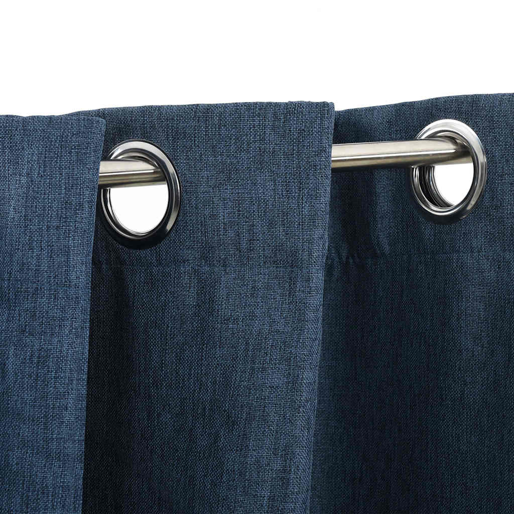Tende Oscuranti Effetto Lino con Occhielli 2 pz Blu 140x175 cm | homemem39