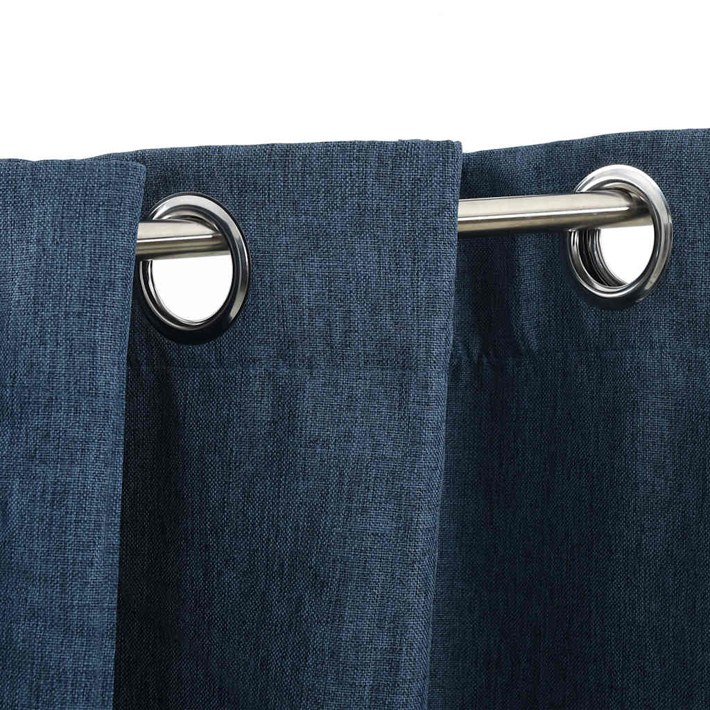 Tende Oscuranti Effetto Lino con Occhielli 2 pz Blu 140x245 cm | homemem39
