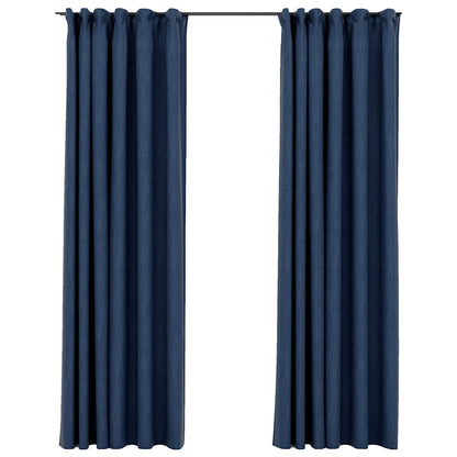 Tende Oscuranti con Ganci Effetto Lino 2 pz Blu 140x245 cm | homemem39