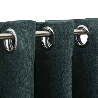 Tende Oscuranti Effetto Lino con Occhielli 2 pz Verdi 140x175cm | homemem39