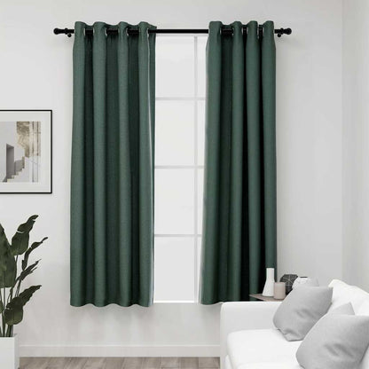 Tende Oscuranti Effetto Lino con Occhielli 2 pz Verdi 140x175cm | homemem39