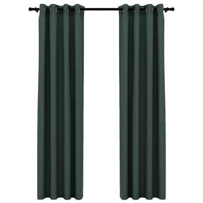 Tende Oscuranti Effetto Lino con Occhielli 2 pz Verdi 140x225cm | homemem39