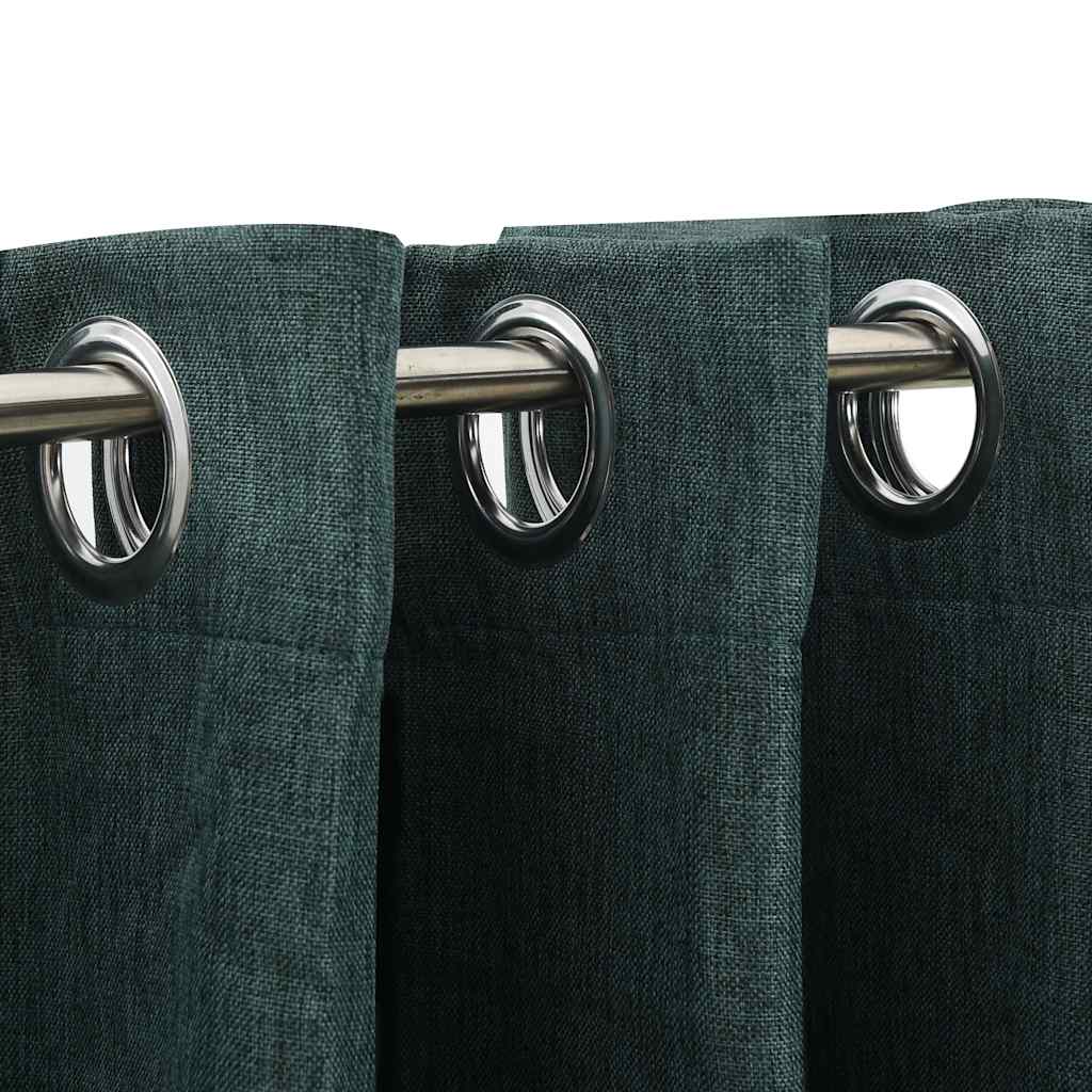 Tende Oscuranti Effetto Lino con Occhielli 2 pz Verdi 140x225cm | homemem39