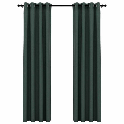 Tende Oscuranti Effetto Lino con Occhielli 2 pz Verdi 140x245cm | homemem39