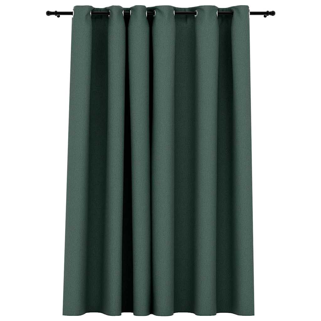 Tenda Oscurante Effetto Lino con Occhielli Verde 290x245 cm