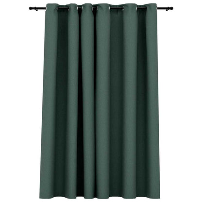 Tenda Oscurante Effetto Lino con Occhielli Verde 290x245 cm