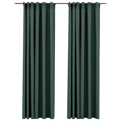 Tende Oscuranti con Ganci Effetto Lino 2 pz Verdi 140x245 cm | homemem39