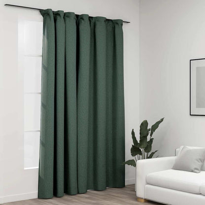 Tenda Oscurante Effetto Lino con Ganci Verdi 290x245 cm | homemem39