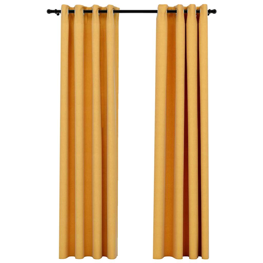 Tende Oscuranti Effetto Lino con Occhielli 2pz Gialle 140x225cm | homemem39