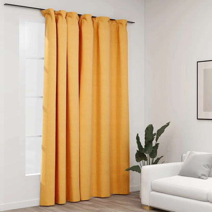 Tenda Oscurante Effetto Lino con Ganci Gialle 290x245 cm | homemem39
