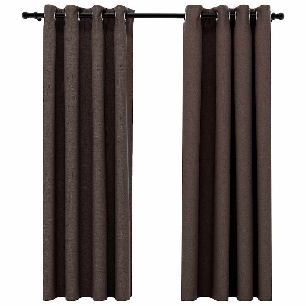 Tende Oscuranti Effetto Lino con Occhielli 2 pz Talpa 140x175cm