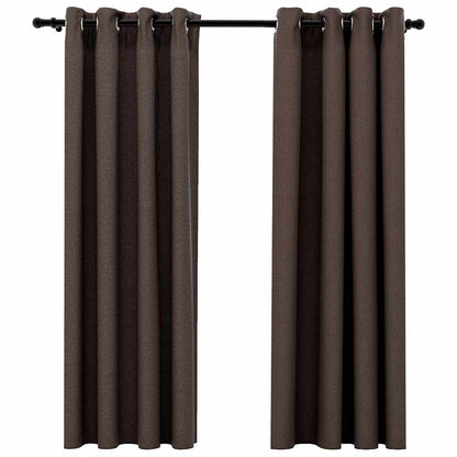 Tende Oscuranti Effetto Lino con Occhielli 2 pz Talpa 140x175cm