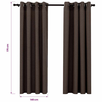 Tende Oscuranti Effetto Lino con Occhielli 2 pz Talpa 140x175cm | homemem39
