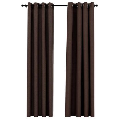 Tende Oscuranti Effetto Lino con Occhielli 2 pz Talpa 140x245cm | homemem39