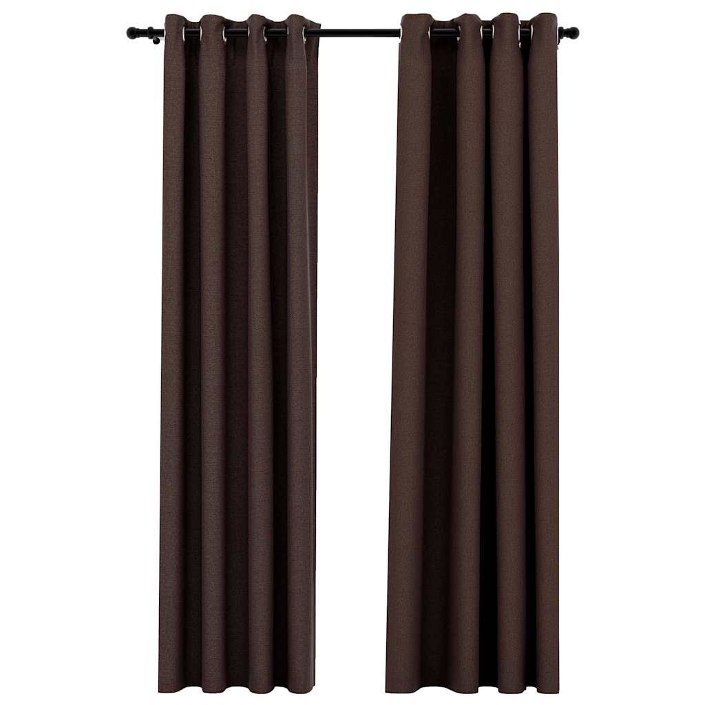 Tende Oscuranti Effetto Lino con Occhielli 2 pz Talpa 140x245cm