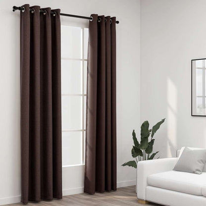 Tende Oscuranti Effetto Lino con Occhielli 2 pz Talpa 140x245cm | homemem39