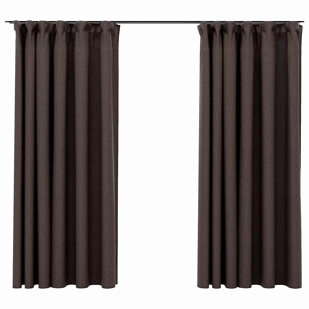 Tende Oscuranti con Ganci Effetto Lino 2 pz Talpa 140x175 cm