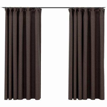 Tende Oscuranti con Ganci Effetto Lino 2 pz Talpa 140x175 cm