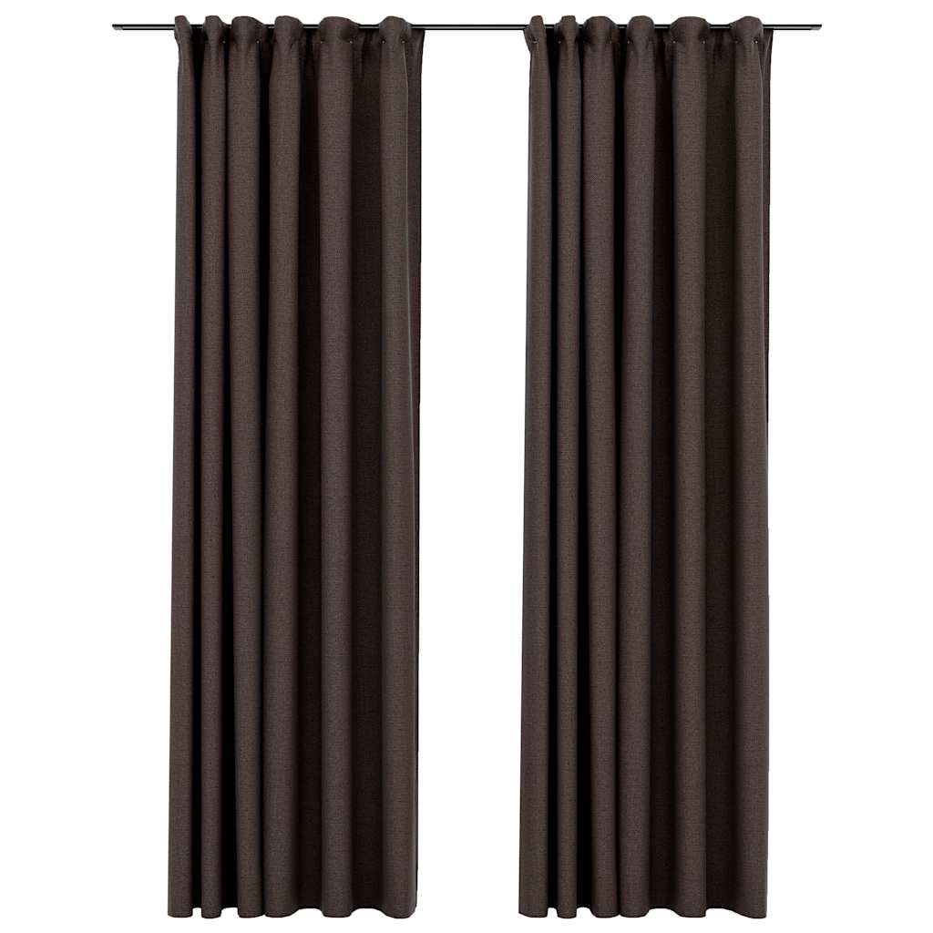 Tende Oscuranti con Ganci Effetto Lino 2 pz Talpa 140x225 cm | homemem39