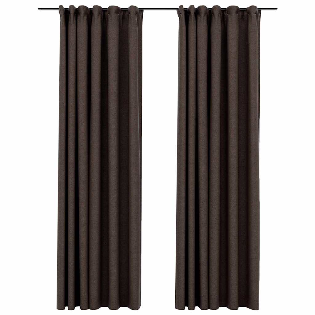 Tende Oscuranti con Ganci Effetto Lino 2 pz Talpa 140x225 cm
