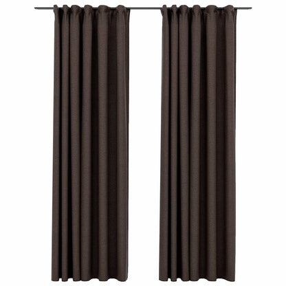 Tende Oscuranti con Ganci Effetto Lino 2 pz Talpa 140x225 cm