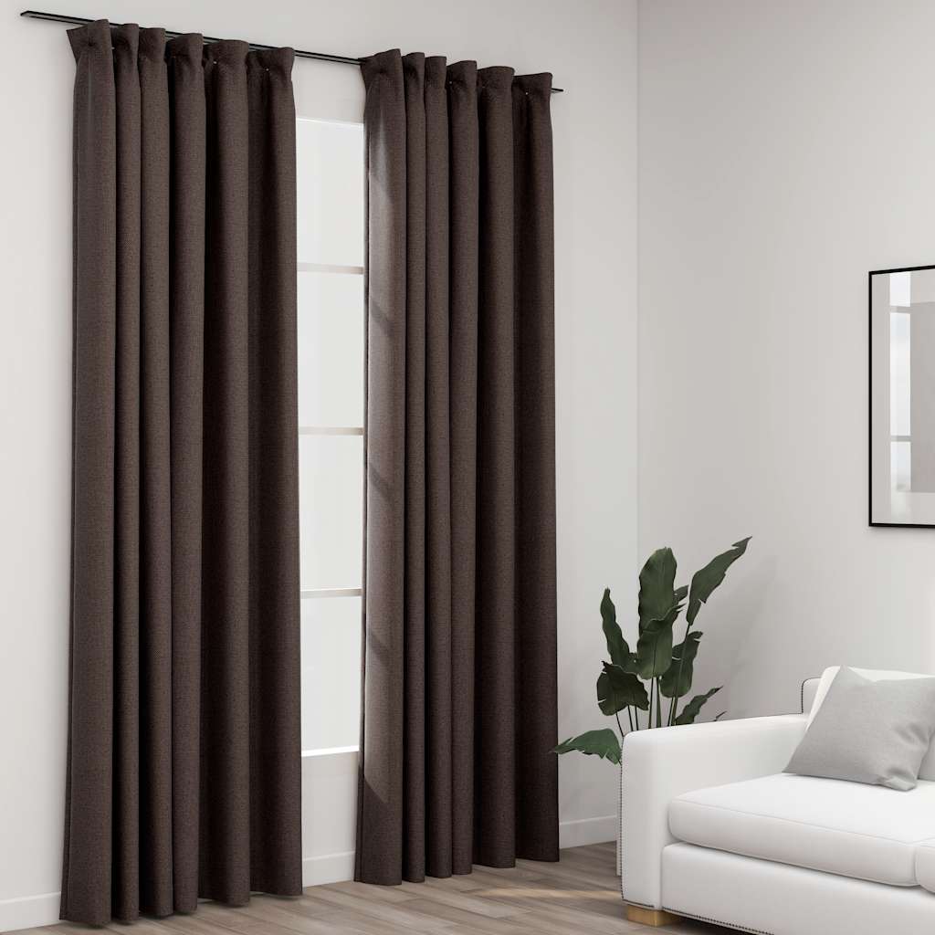 Tende Oscuranti con Ganci Effetto Lino 2 pz Talpa 140x225 cm | homemem39