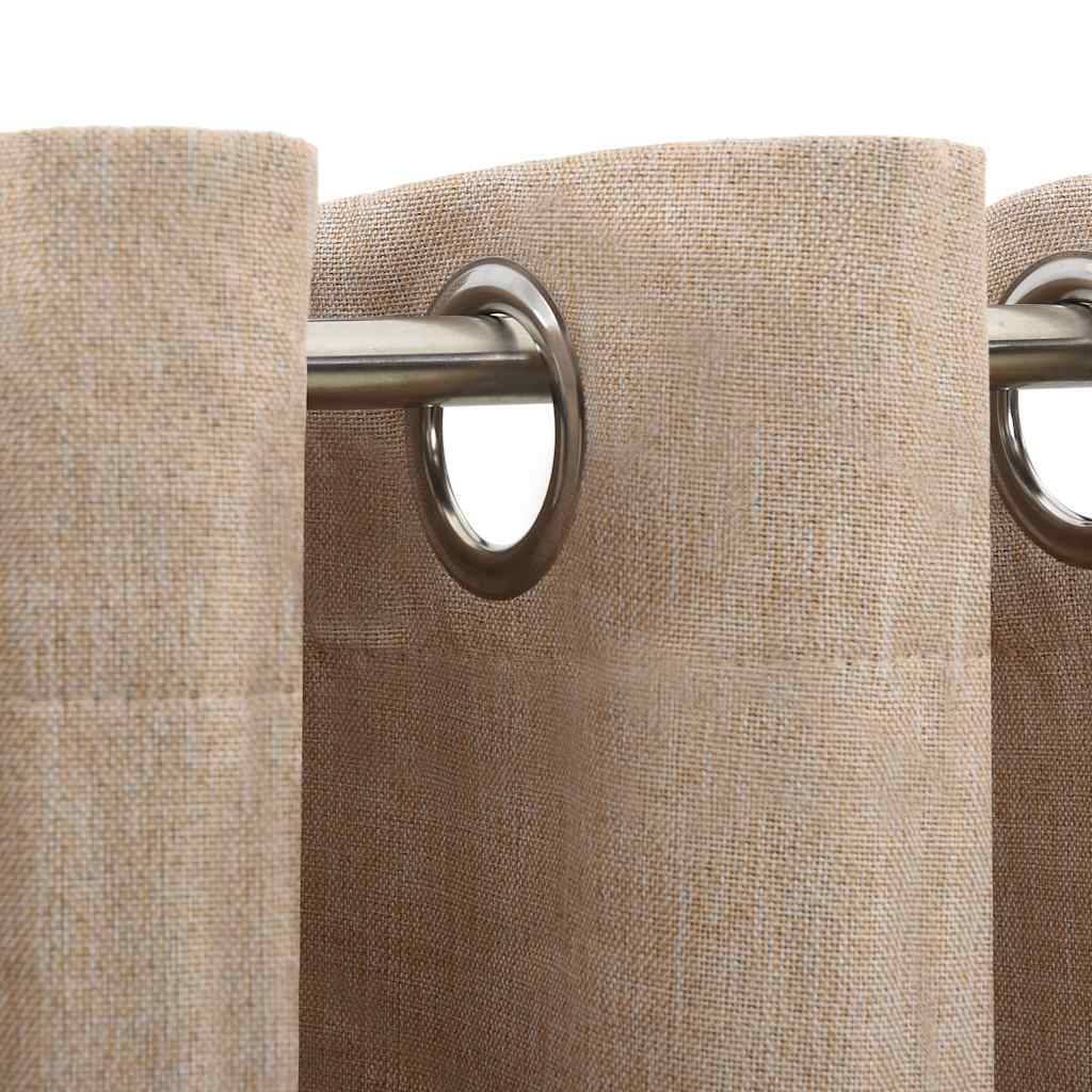 Tende Oscuranti Effetto Lino con Occhielli 2 pz Beige 140x175cm | homemem39