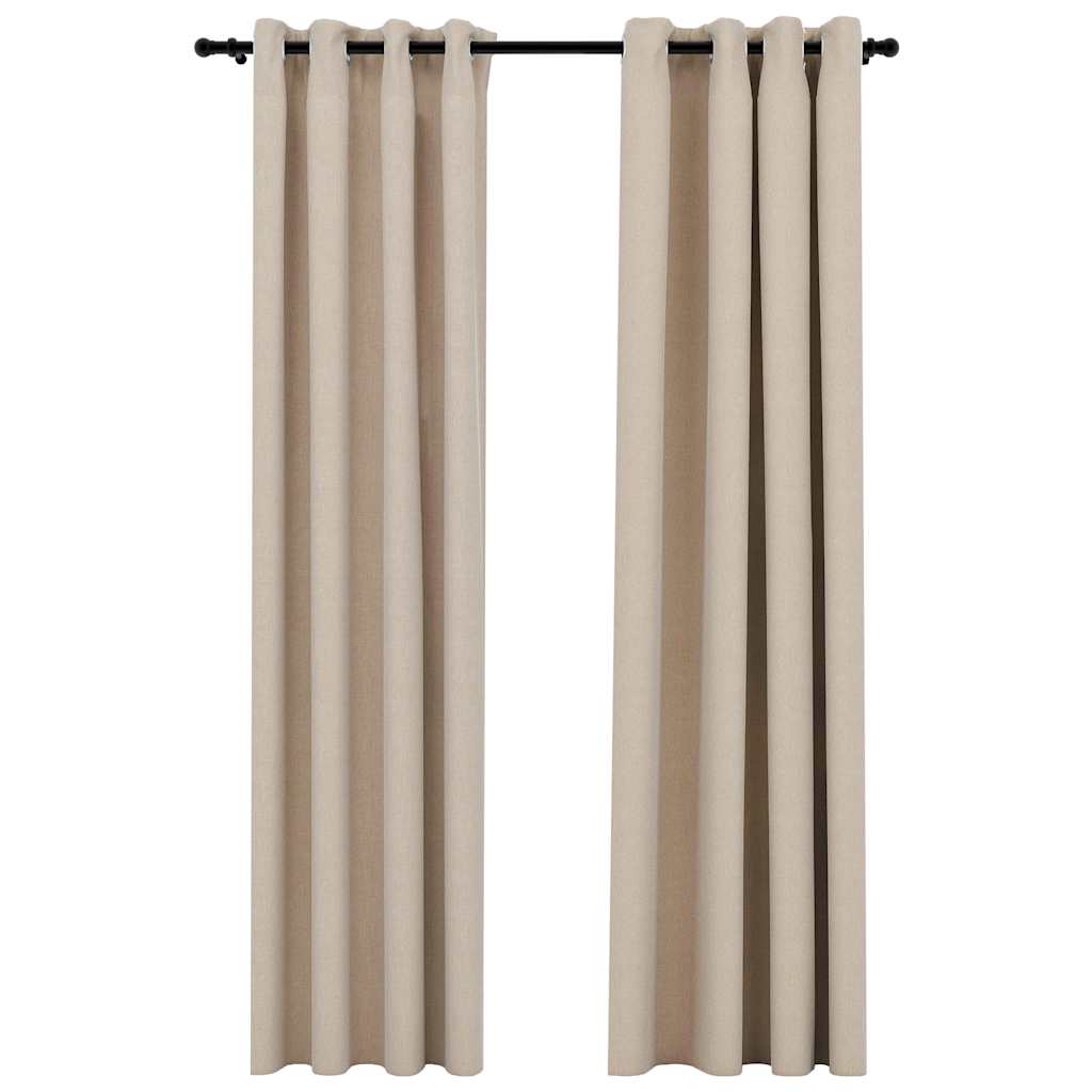 Tende Oscuranti Effetto Lino con Occhielli 2pz Beige 140x225 cm | homemem39