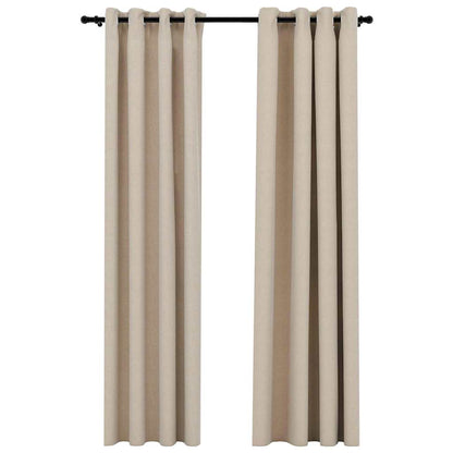 Tende Oscuranti Effetto Lino con Occhielli 2 pz Beige 140x245cm | homemem39