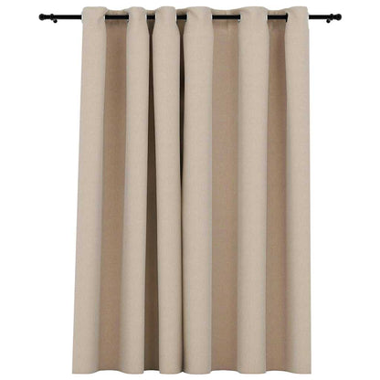 Tenda Oscurante Effetto Lino con Occhielli Beige 290x245 cm | homemem39