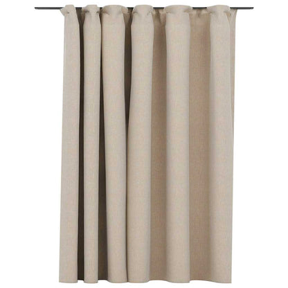 Tenda Oscurante Effetto Lino con Ganci Beige 290x245 cm