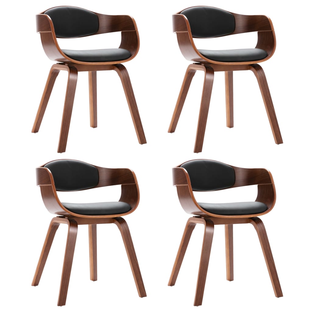 Sedie da Pranzo 4 pz in Legno Curvato e Similpelle | homemem39