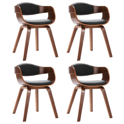 Sedie da Pranzo 4 pz in Legno Curvato e Similpelle | homemem39