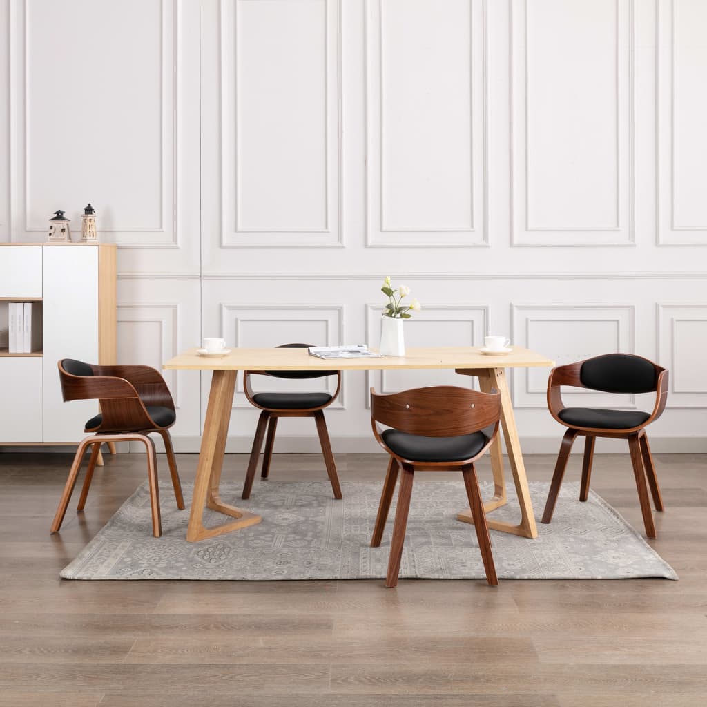 Sedie da Pranzo 4 pz in Legno Curvato e Similpelle | homemem39