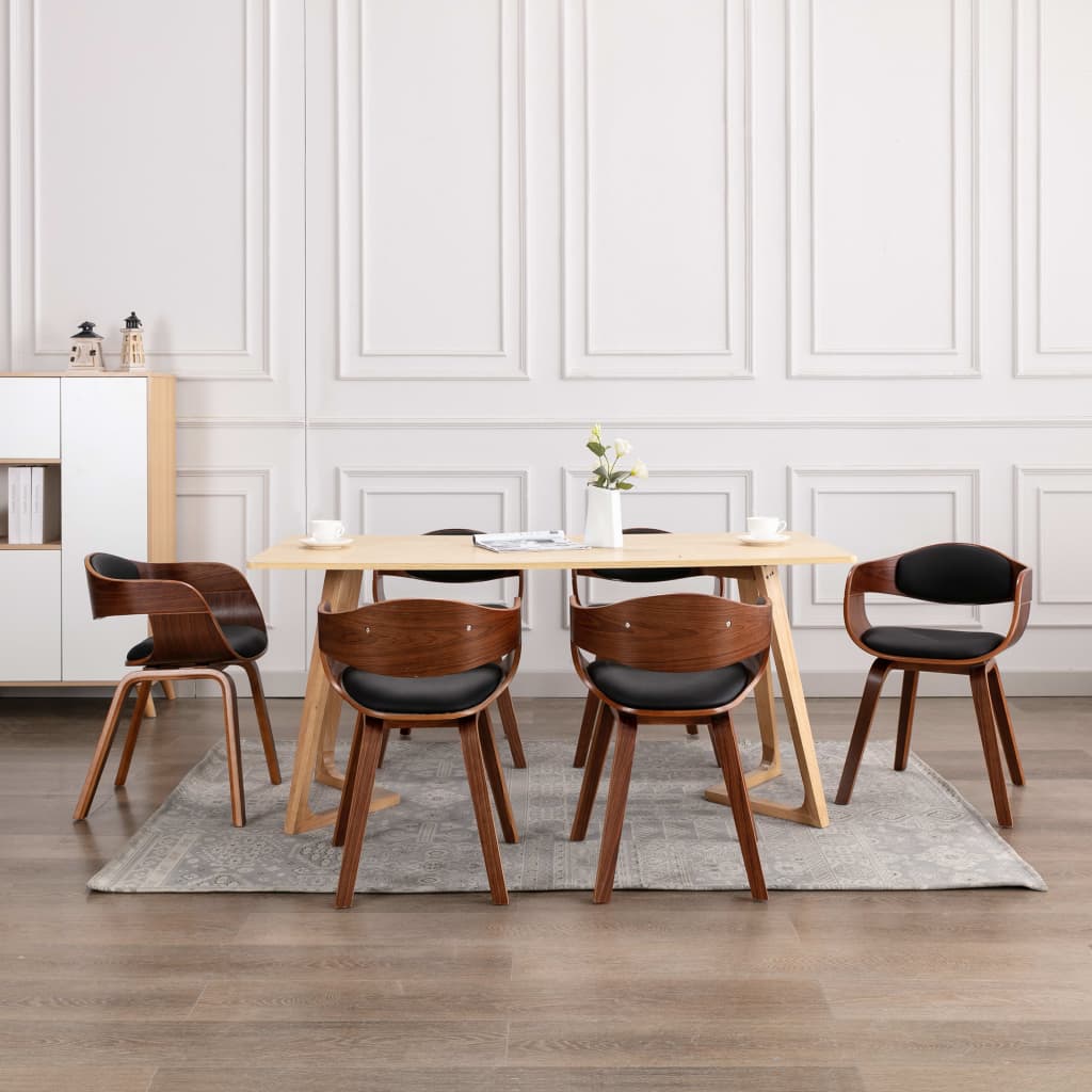 Sedie da Pranzo 6 pz in Legno Piegato e Similpelle | homemem39