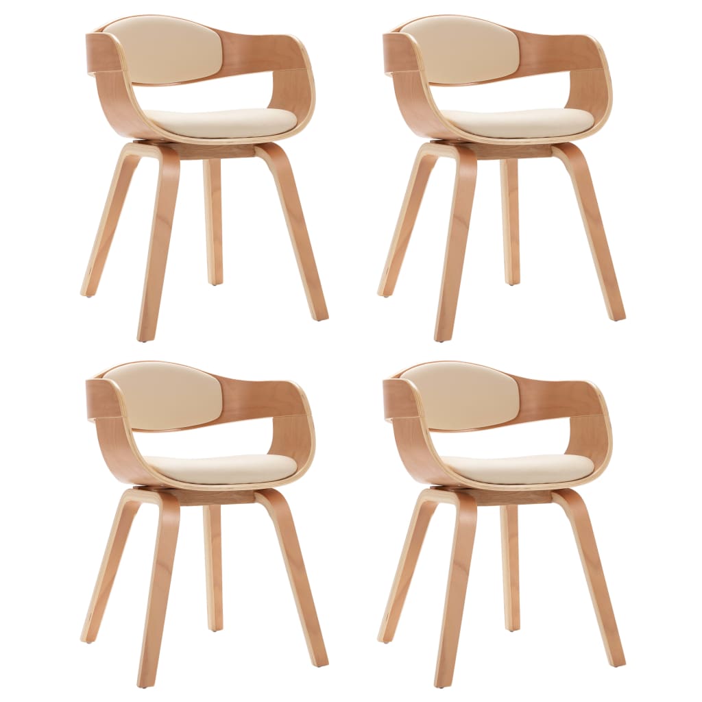 Sedie da Pranzo 4 pz in Legno Curvato e Similpelle | homemem39